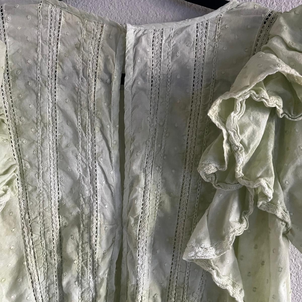 LoveShackFancy Pale Green Ruffle Mini Dress - Picture 5 of 5